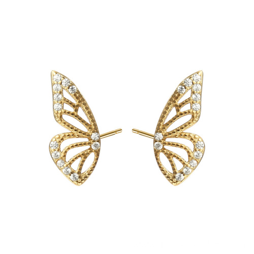 Silver 925 Studded Butterfly Wing Bling Earrings